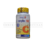 Longlife C complex 1500 bottle, a nutritional supplement with 50 tablets. Front view, antioxidant properties highlighted.