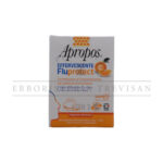 Box of Apropos Effervescente Fluprotect, a supplement with Vitamin C and Zinc. Orange flavor.