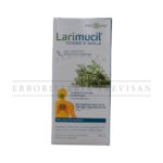 Larimucil Sciroppo Tosse Bambini box. A natural orange flavored cough syrup for children's dry and chesty coughs, gluten and lactose free.