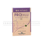 GSE Intimo Pro-Ovuli vaginal suppositories. Front view of the product box, beige and purple, promoting intimate hygiene.