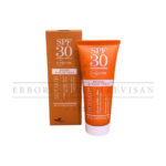 Bioearth Crema Solare Viso SPF 30: Orange tube and box showing SPF 30, UVA/UVB protection, Reishi & Aloe Vera, and Sun Defence.
