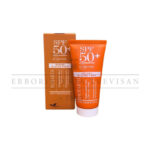 Bioearth crema solare viso SPF 50+ sun defence: Orange packaging featuring aloe vera and reishi for very high UVA/UVB protection.